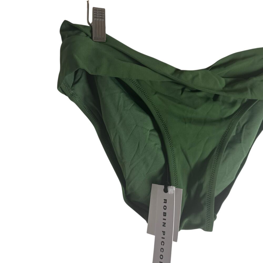 Robin Piccone Malachite Green Banded Twist Front Hipster Bikini Swimsuit Bottoms - Picture 9 of 10